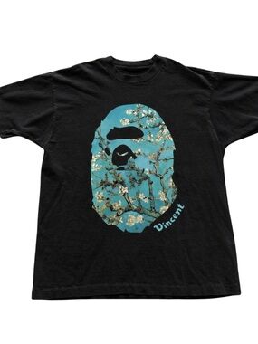 Gildan Vincent Black T-Shirt with Blue Floral Mask Print